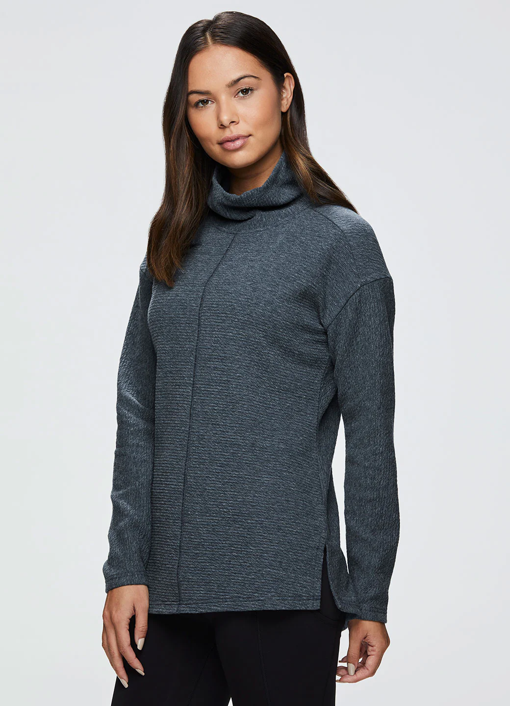 Hudson Textured Cowl Neck Tunic Sweatshirt - Image 11