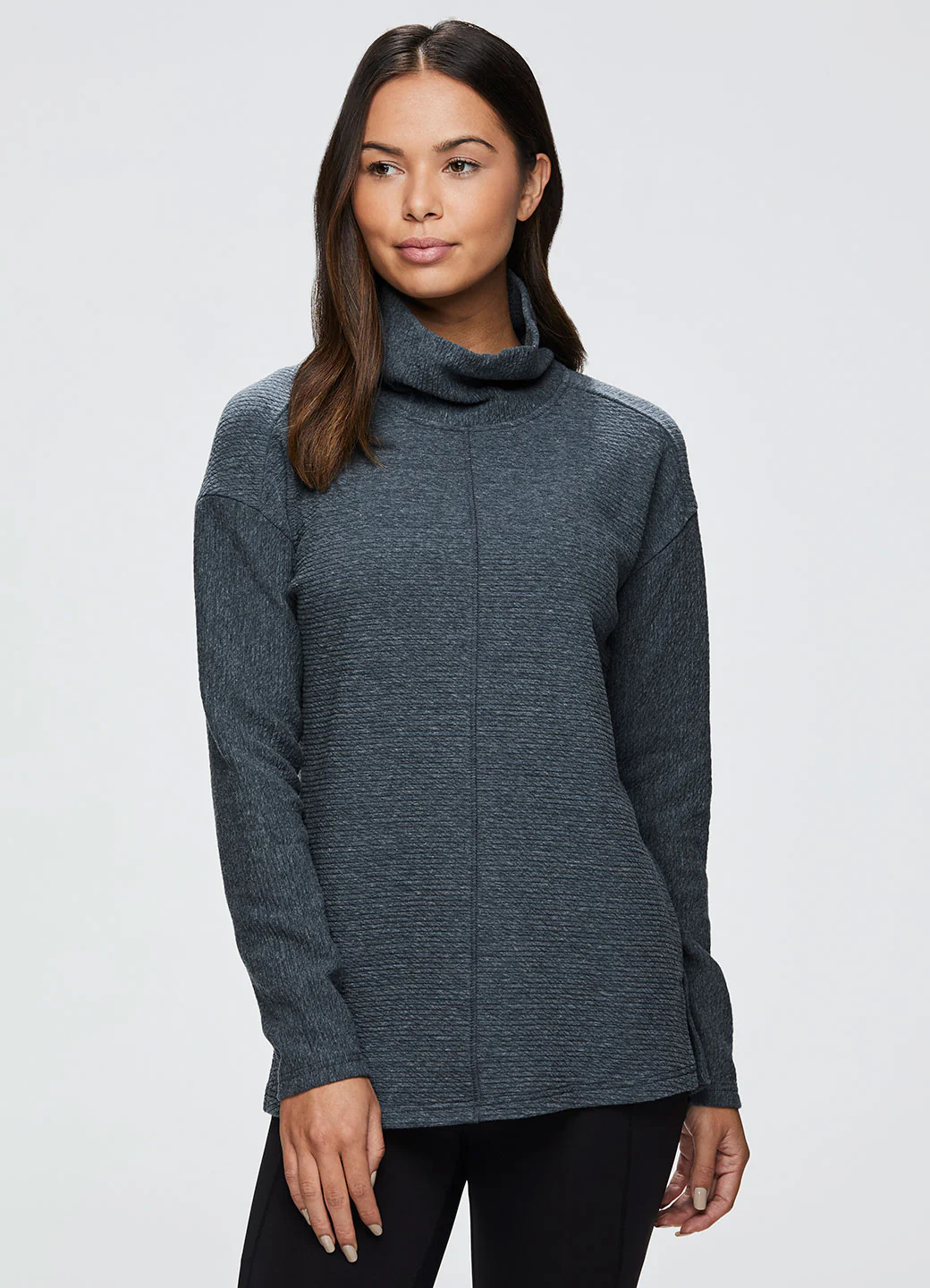 Hudson Textured Cowl Neck Tunic Sweatshirt - Image 13