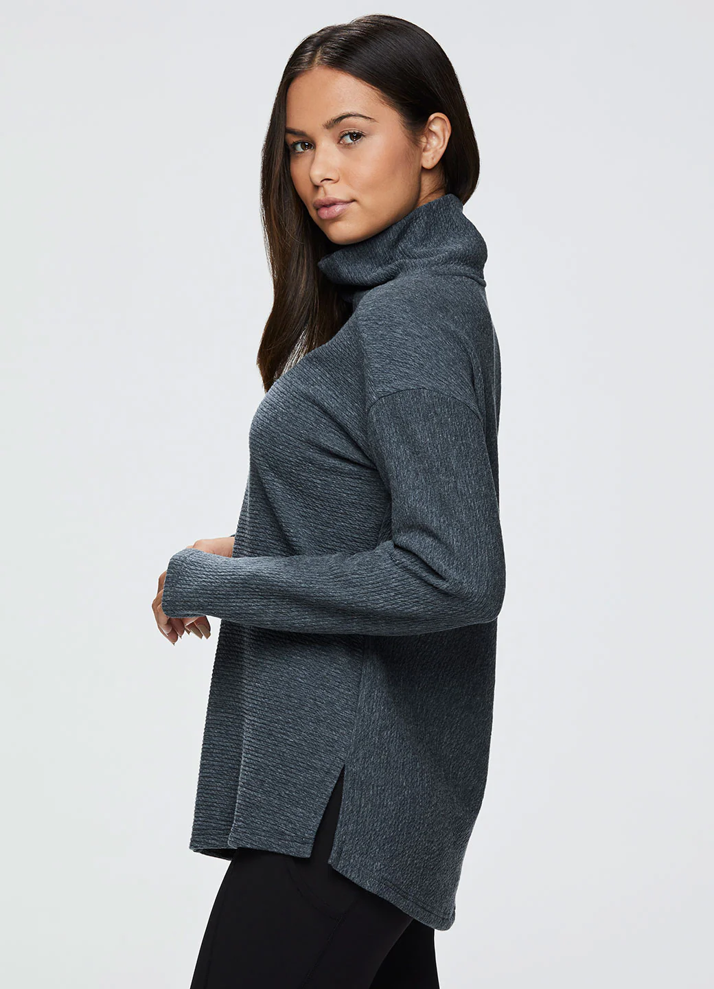 Hudson Textured Cowl Neck Tunic Sweatshirt - Image 14