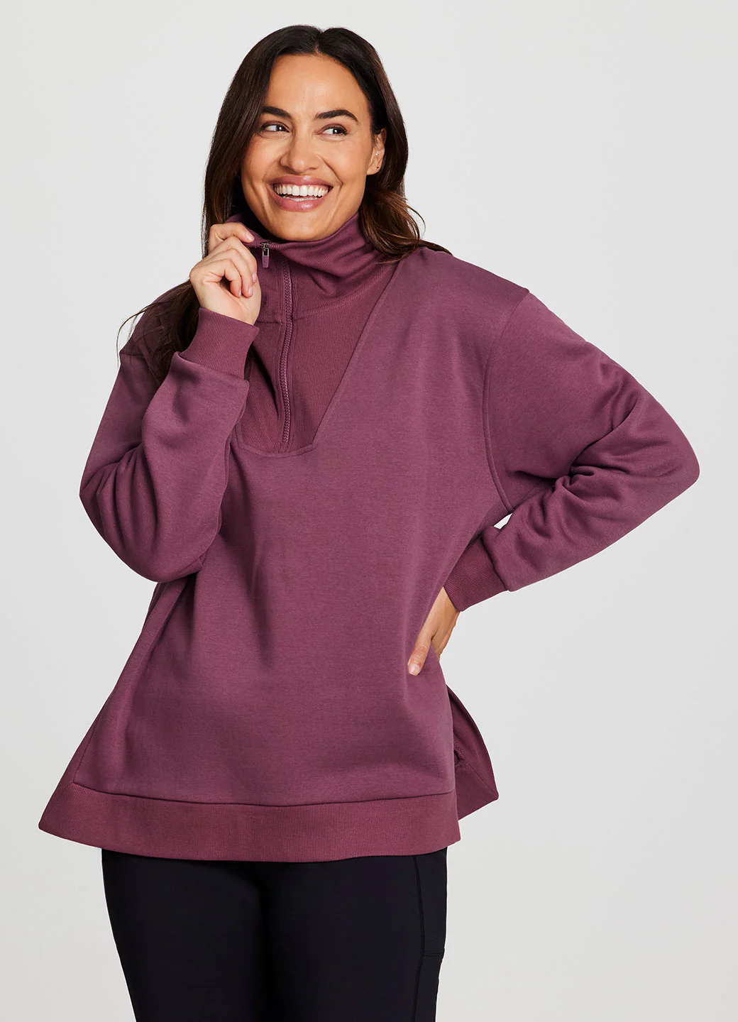 Plus Downtown Fleece 1/4 Zip Tunic - Image 5
