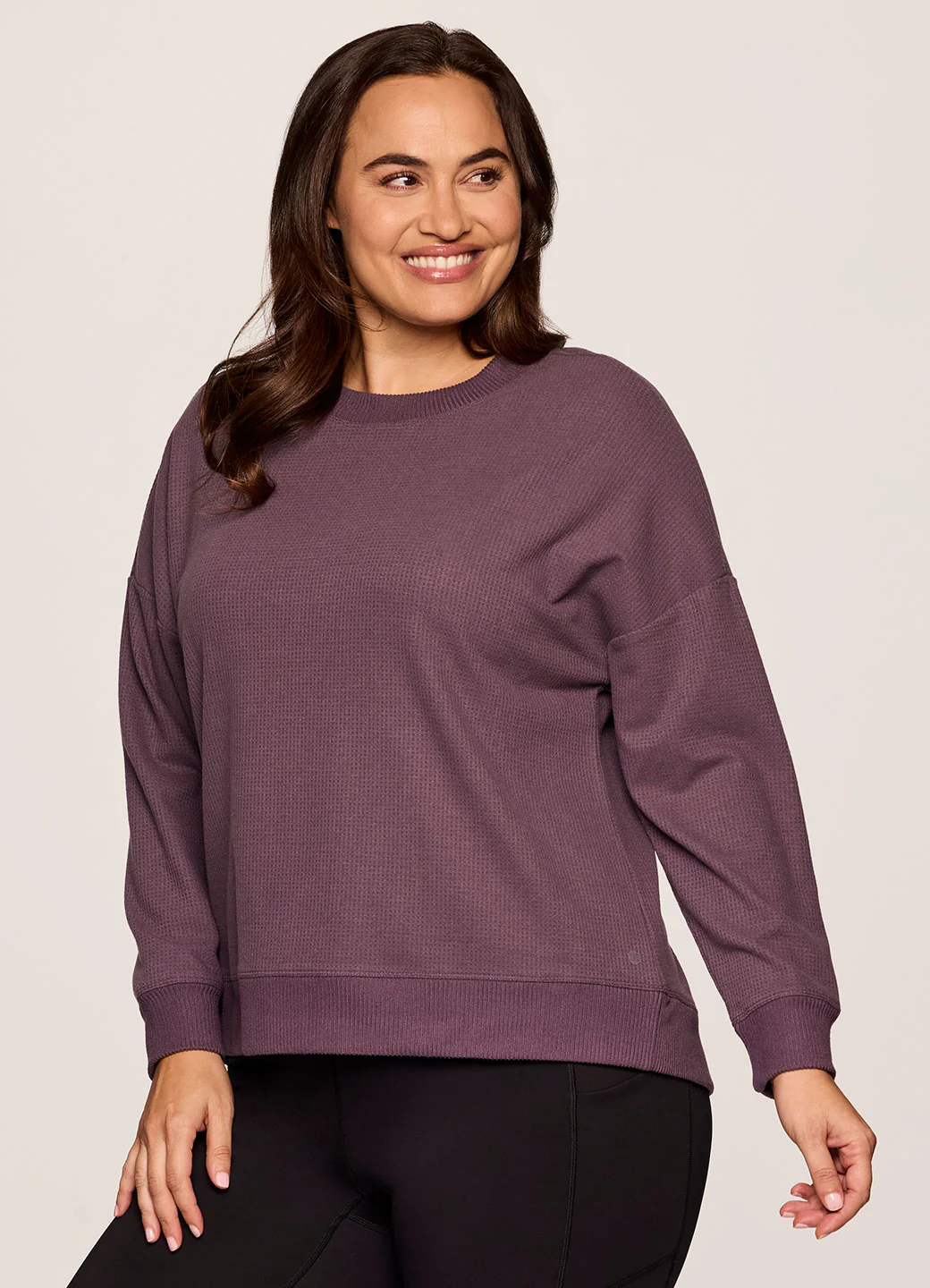 Plus Off Days Relaxed Waffle Knit Sweatshirt - Image 4