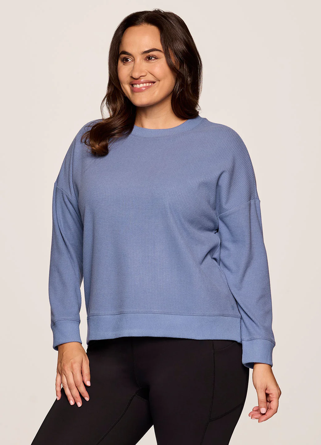 Plus Off Days Relaxed Waffle Knit Sweatshirt - Image 9