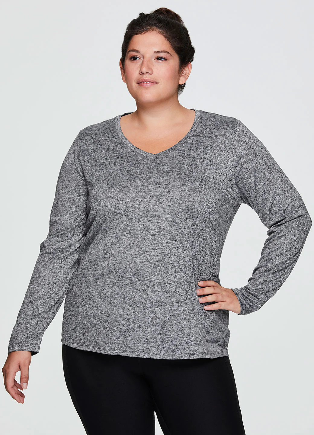 Plus Stratus Long Sleeve V-Neck Workout Tee - Image 11