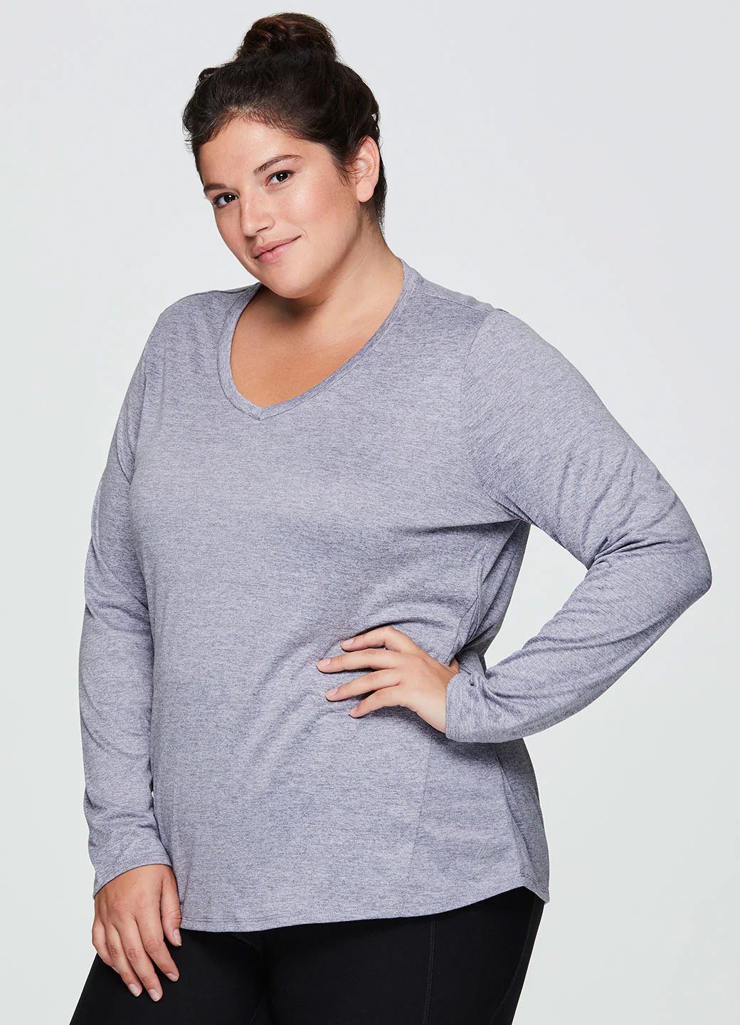 Plus Stratus Long Sleeve V-Neck Workout Tee - Image 5