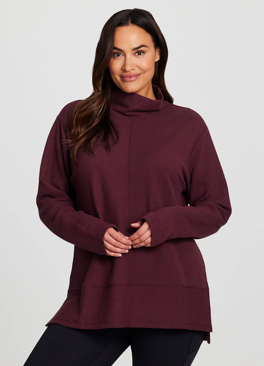 Plus Studio Jacquard Mock Neck Pullover - Image 11