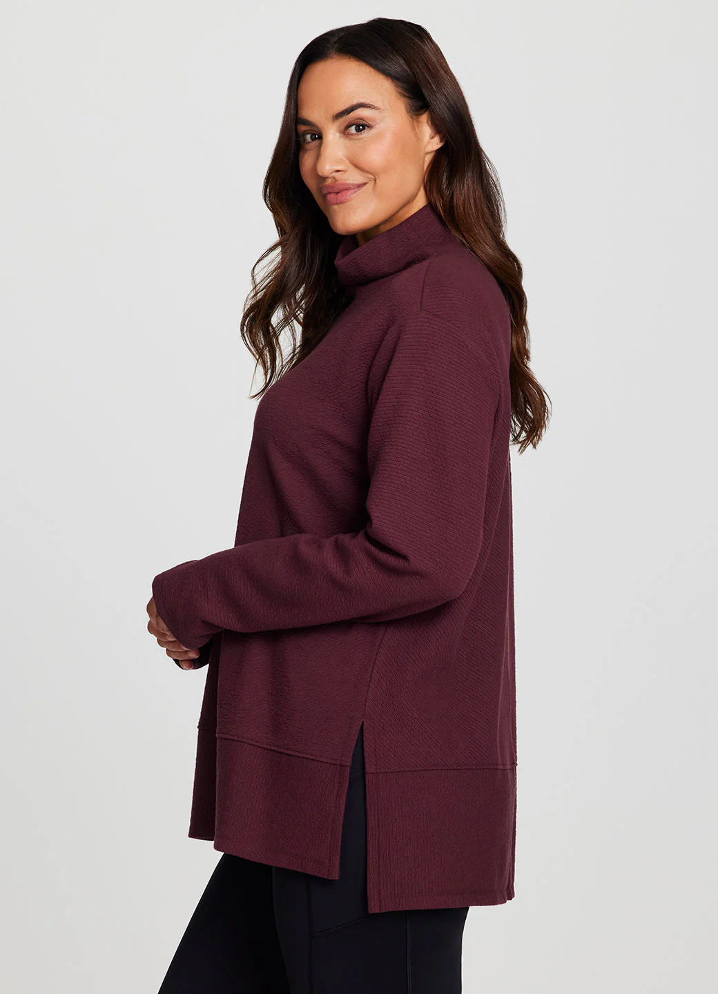 Plus Studio Jacquard Mock Neck Pullover - Image 14