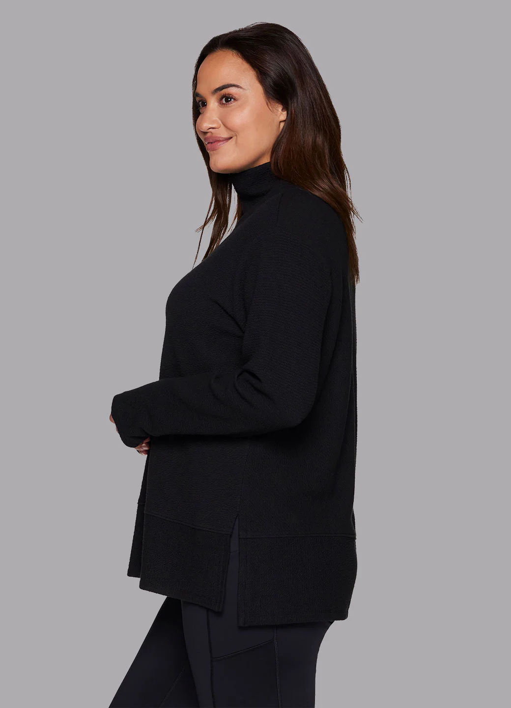 Plus Studio Jacquard Mock Neck Pullover - Image 4