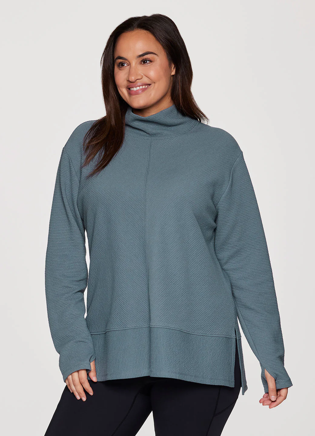 Plus Studio Jacquard Mock Neck Pullover - Image 6