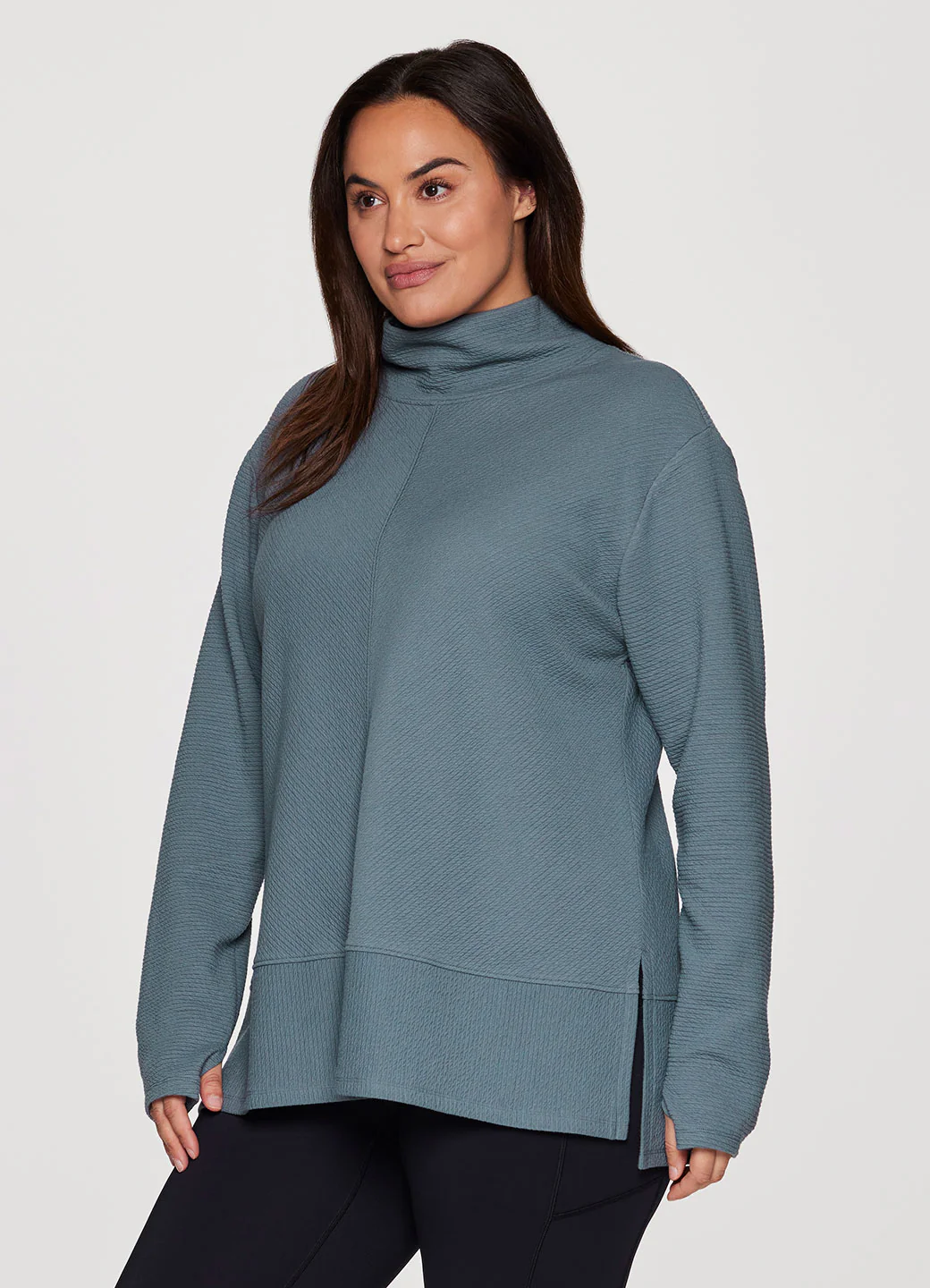 Plus Studio Jacquard Mock Neck Pullover - Image 8