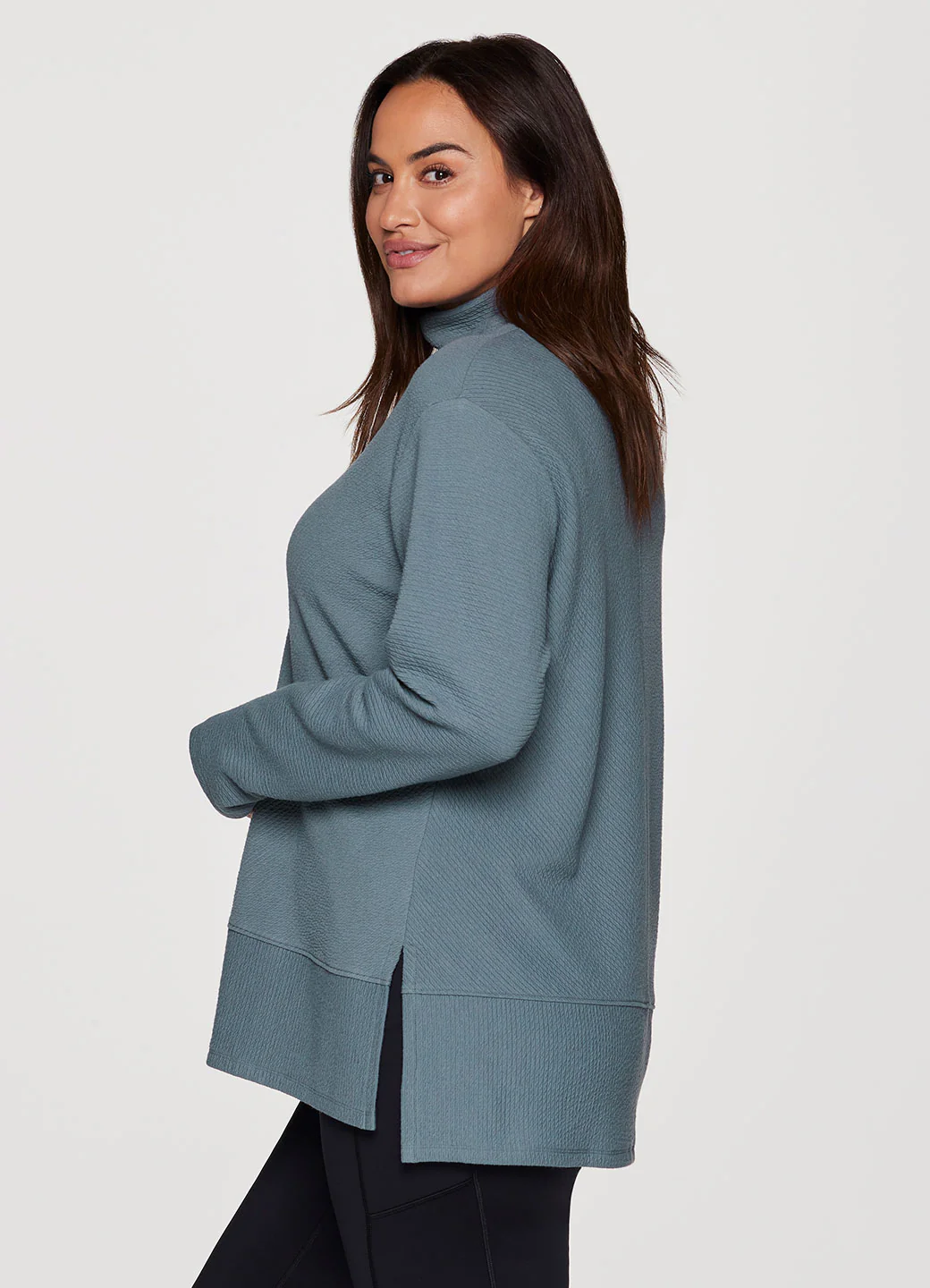 Plus Studio Jacquard Mock Neck Pullover - Image 9