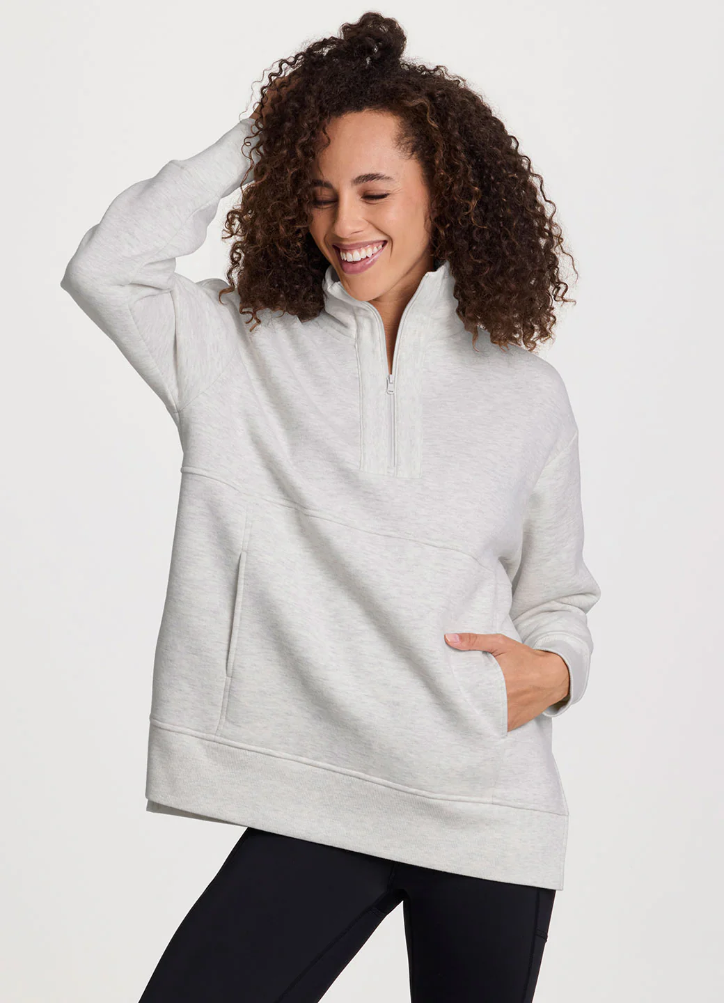 Uptown Fleece 1/4 Zip Mock Neck Tunic - Image 10