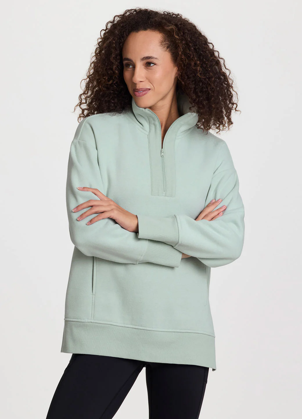 Uptown Fleece 1/4 Zip Mock Neck Tunic - Image 11