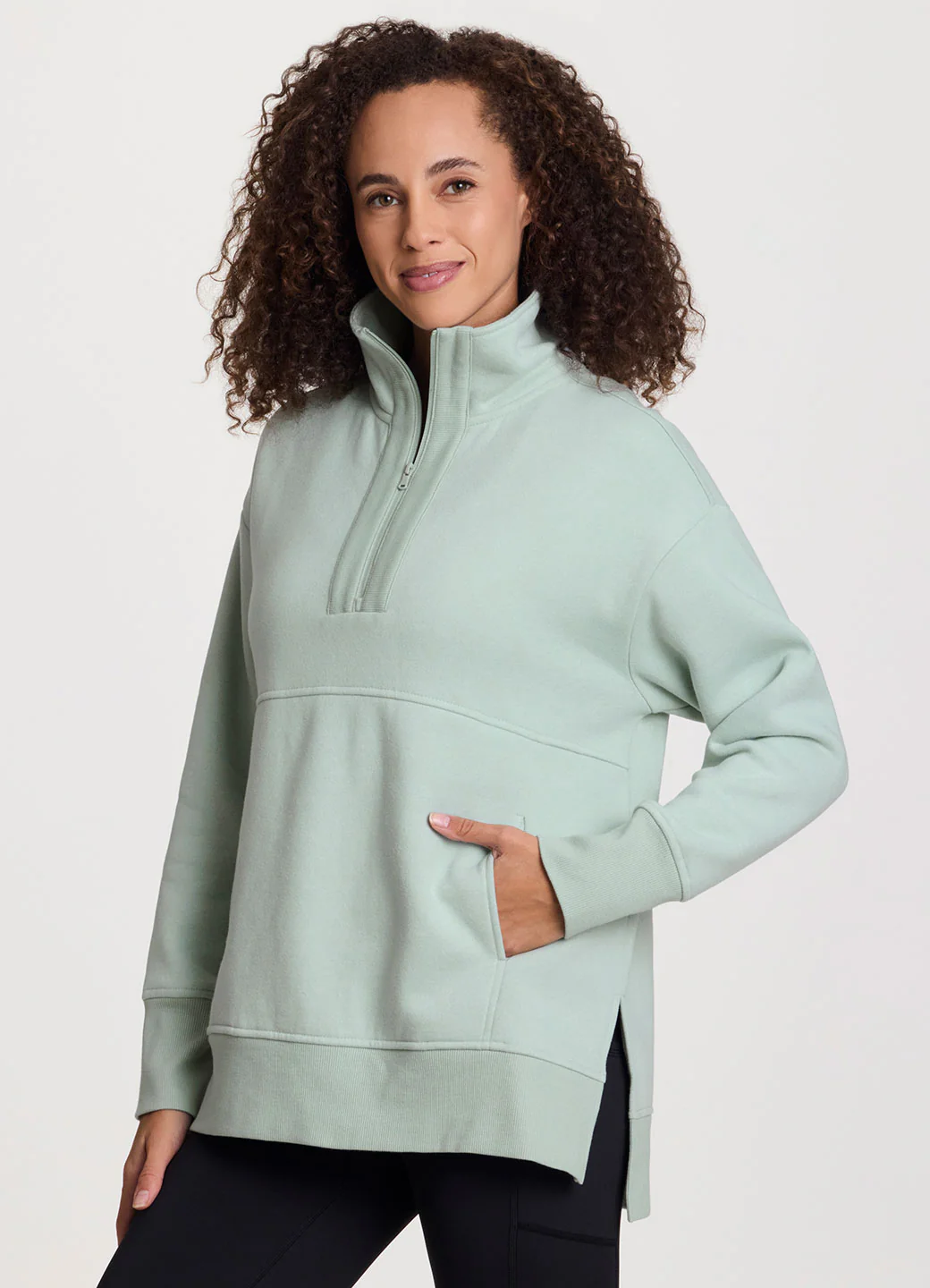 Uptown Fleece 1/4 Zip Mock Neck Tunic - Image 13
