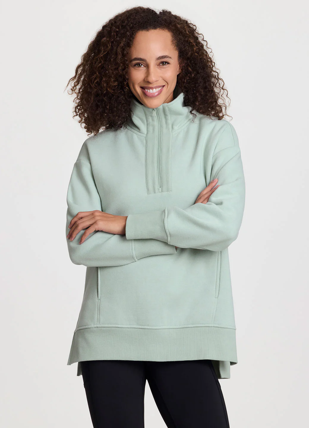 Uptown Fleece 1/4 Zip Mock Neck Tunic - Image 14