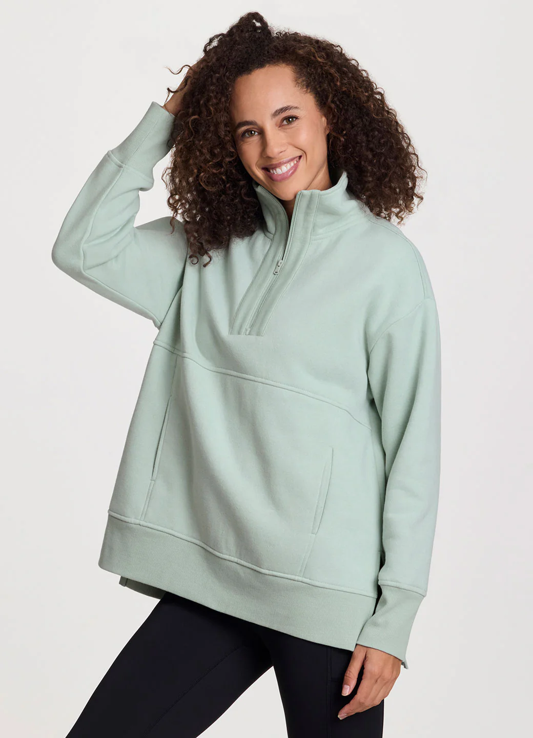 Uptown Fleece 1/4 Zip Mock Neck Tunic - Image 15