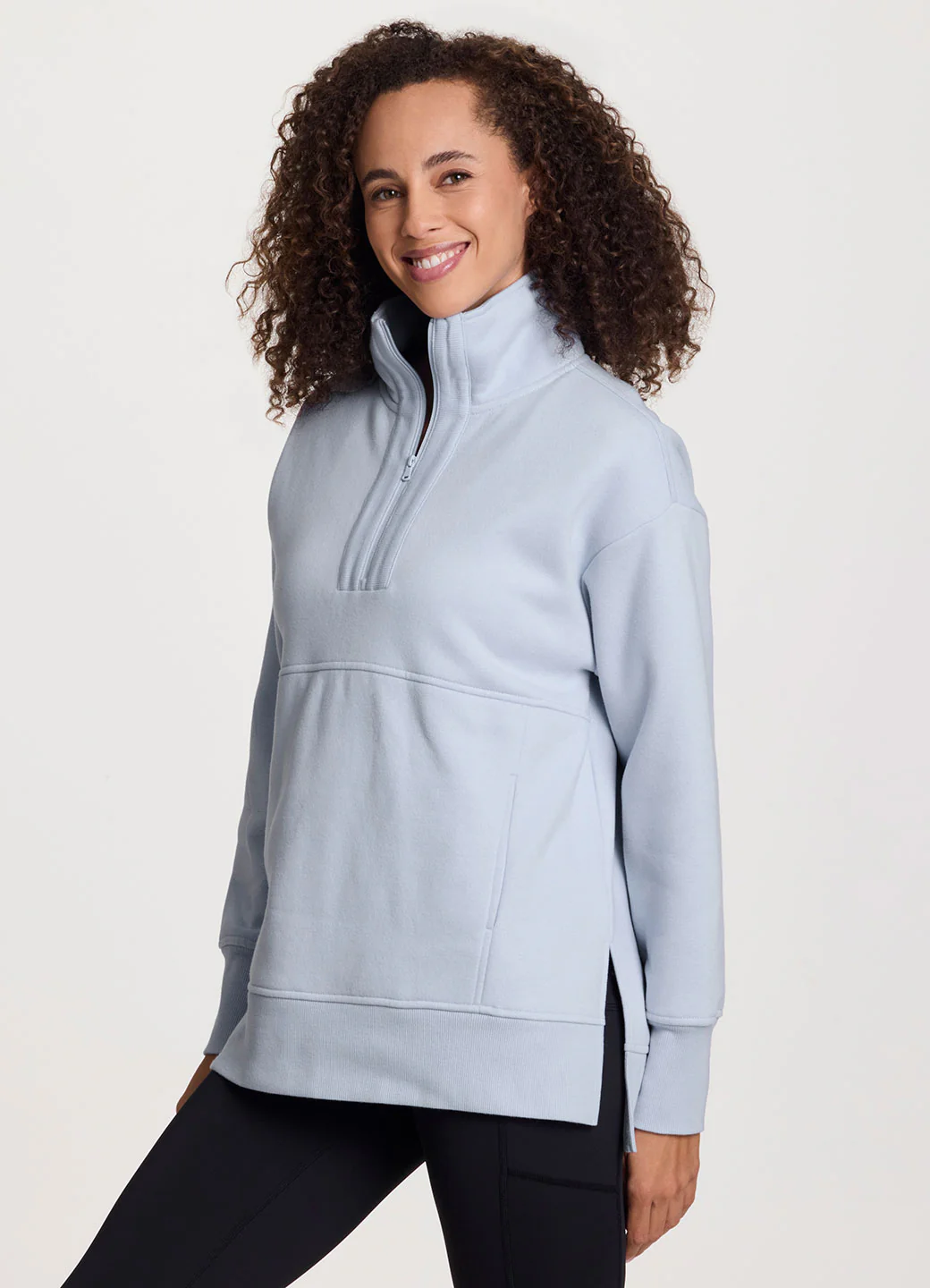 Uptown Fleece 1/4 Zip Mock Neck Tunic - Image 3