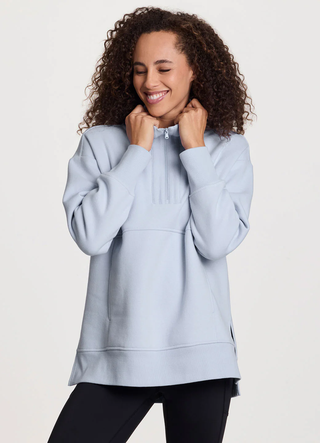 Uptown Fleece 1/4 Zip Mock Neck Tunic - Image 4