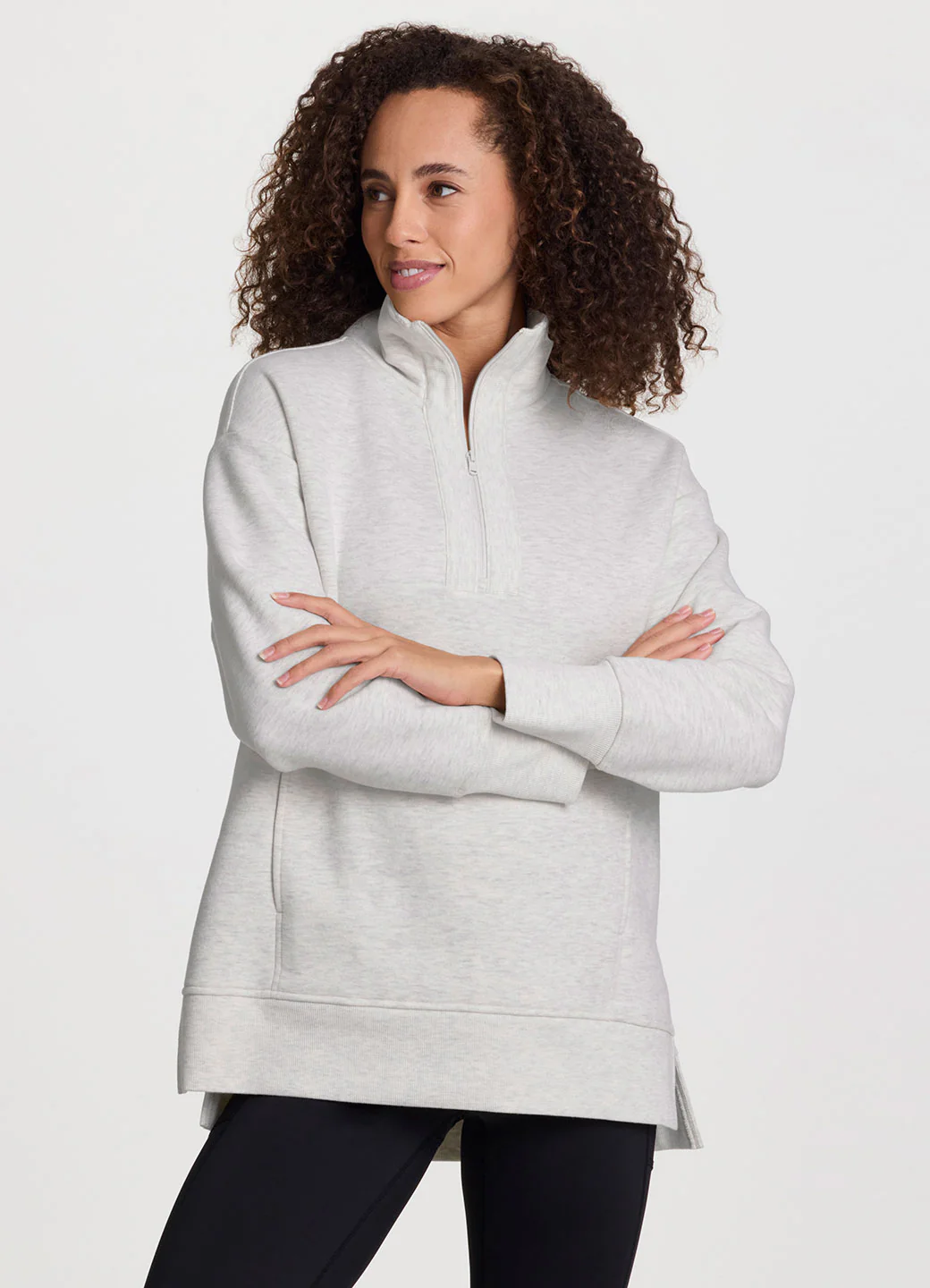 Uptown Fleece 1/4 Zip Mock Neck Tunic - Image 6