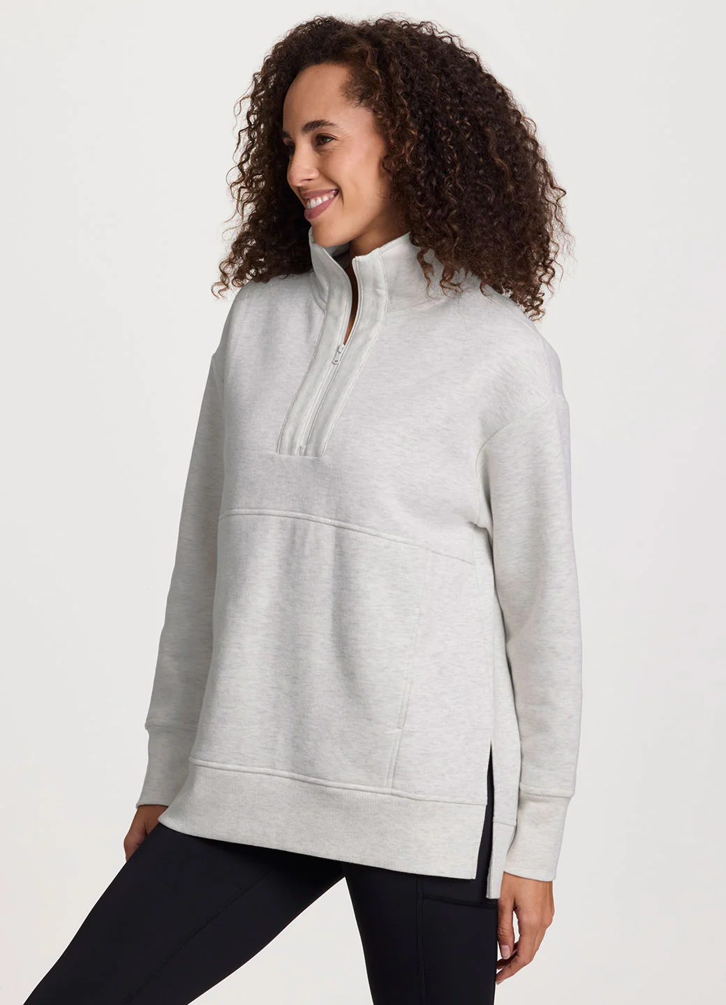 Uptown Fleece 1/4 Zip Mock Neck Tunic - Image 8