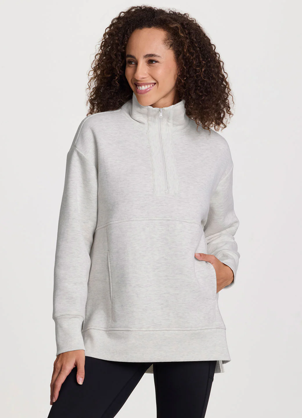 Uptown Fleece 1/4 Zip Mock Neck Tunic - Image 9